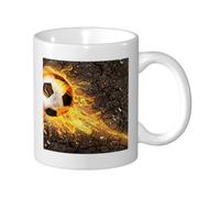 KYSANOL Soccer Ball in Burning Fire Flames, Ceramic Cup Ceramics Mug Tea Cup Coffee Mugs 330 ml