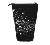 KYSANOL Star Star Pattern Shooting Star Black White,Telescopic Pencil Case,Stand Pencil Holder with Zipper Pencil Pouch Pen Bag