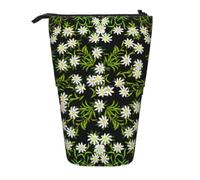 KYSANOL Swiss Alpine Edelweiss Floral,Telescopic Pencil Case,Stand Pencil Holder with Zipper Pencil Pouch Pen Bag