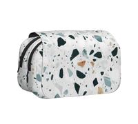 KYSANOL Terrazzo Marble Pastel Double Clamshell Pen Case Portable Pencil Pouch with Zipper
