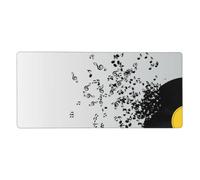 KYSANOL Torn Vinyl Record And Musical Notes Flying In The Air,Mouse Pad Large Desk Pad Computer Keyboard Mouse Mat With Non Slip Rubber Base 40 x 90 cm