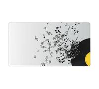 KYSANOL Torn Vinyl Record And Musical Notes Flying In The Air,Mouse Pad Large Desk Pad Computer Keyboard Mouse Mat With Non Slip Rubber Base 40 x 70 cm