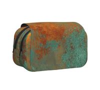 KYSANOL Trendy Rich Copper Patina Metallic Double Clamshell Pen Case Portable Pencil Pouch with Zipper