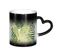 KYSANOL Tropical Exotic Palm Tree Leaves, Ceramics Mug Heat Sensitive Color Changing Mug Coffee Mugs Ceramic Cup 330 ml
