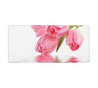 KYSANOL Tulip Water Effect Fresh Lovely Flower Pink,Mouse Pad Large Desk Pad Computer Keyboard Mouse Mat With Non Slip Rubber Base 40 x 90 cm