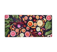 KYSANOL Vegan Live Fruits Vegetables Print,Mouse Pad Large Desk Pad Computer Keyboard Mouse Mat With Non Slip Rubber Base 40 x 90 cm
