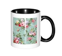 KYSANOL Vintage Elegant Pink Red Roses Pattern, Ceramics Mug Tea Cup Coffee Mugs Ceramic Cup 330 ml