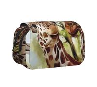 KYSANOL Watercolor Deer Giraffe Double Clamshell Pen Case Portable Pencil Pouch with Zipper