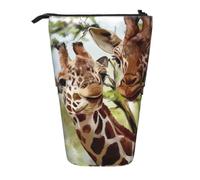 KYSANOL Watercolor Deer Giraffe,Telescopic Pencil Case,Stand Pencil Holder with Zipper Pencil Pouch Pen Bag
