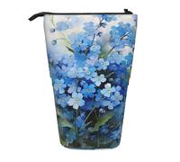 KYSANOL Watercolor Forget Me Not Flowers,Telescopic Pencil Case,Stand Pencil Holder with Zipper Pencil Pouch Pen Bag