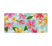 KYSANOL Watercolor Tropical Flowers Floral Plumeria,Mouse Pad Large Desk Pad Computer Keyboard Mouse Mat With Non Slip Rubber Base 40 x 90 cm
