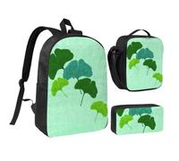 KYSANOL Watercolour Ginkgo Biloba Leaf,Student Backpack,Lunch Bag,Pencil Case 3 Piece Set
