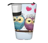 KYSANOL Wedding Decorations Funny Owls,Telescopic Pencil Case,Stand Pencil Holder with Zipper Pencil Pouch Pen Bag