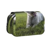 KYSANOL Westie Lawn West Highland White Terrier Dogs Double Clamshell Pen Case Portable Pencil Pouch with Zipper