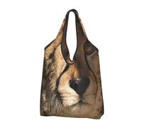 KYSANOL White Cheetah Printed,Shopping Bags Reusable Grocery Bags Foldable Tote Bags Large Capacity Carry Bag
