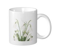 KYSANOL White Snowdrop Flower Botanical Watercolor Painting, Ceramic Cup Ceramics Mug Tea Cup Coffee Mugs 330 ml