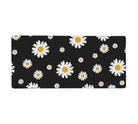KYSANOL White Yellow Daisy Flower Black,Mouse Pad Large Desk Pad Computer Keyboard Mouse Mat With Non Slip Rubber Base 40 x 90 cm