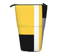 KYSANOL Yellow Gray Black White Block,Telescopic Pencil Case,Stand Pencil Holder with Zipper Pencil Pouch Pen Bag