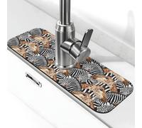 KYSANOL Zebra And Giraffe Printed,Kitchen Faucet Suction Pad, Sink Splash Guard Faucet Mat, Drying Mat For Bathroom Counter 38 x 14 cm