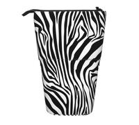 KYSANOL Zebra Streifen Hintergrund,Telescopic Pencil Case,Stand Pencil Holder with Zipper Pencil Pouch Pen Bag