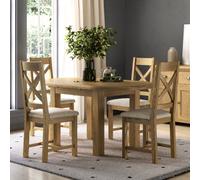 kysen oval wooden extending dining table with 4 chairs in oak