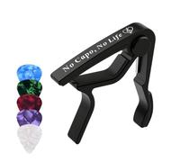 Kyser Capo for Acoustic Guitar Fender Classical Electric Guitar Capo with 5 Picks for Free Musical Xmas Birthday Gifts Ideas (Black No Capo, No Life)