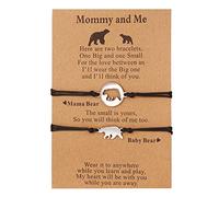 Kysin Chiys 2 Pcs Animals Encourage Bracelet with Card Rope Adjustable Bracelet First Day Courage Mommy and me Bracelet Gifts, adjustable, Stone, no gemstone