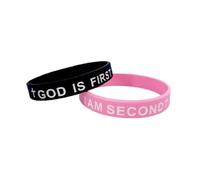 Kysin Chiys 2 Pcs Silicon Religious Classic Bracelet God is First I am Second Bracelet Christian Present for Men Women, adjustable, Stone, no gemstone