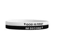 Kysin Chiys 2 Pcs Silicon Religious Classic Bracelet God is First I am Second Bracelet Christian Present for Men Women, adjustable, Stone, no gemstone