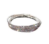 Kysin Chiys 5Pcs Set Sparkling Rhinestone Stretch Tennis Bracelets Set Colorful Fashion Stackable Crystal Elastic Bracelet Shining Wedding Party Jewelry for Women, adjustable, Stone, no gemstone
