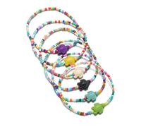 Kysin Chiys 6 PCS Turtle Ankle Bracelets Waterproof Handmade Starfish Sea Colorful Beads Bracelet Adjustable Boho Summer Beach Bracelets for Women Men, adjustable, Stone, no gemstone