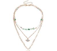 Kysin Chiys Boho Gold Layered Turquoise Coin Necklace Boho Layered Stacked Pendant Necklace Country Concert Necklace Long Chain for Women, Zinc, No Gemstone