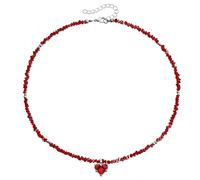 Kysin Chiys Colorful Hand Knotted Crystal Beaded Strand Necklace Heart Pendant Glass Beads Sparkling Infinity Lariat for Women Men Statement Jewelry, Zinc, No Gemstone