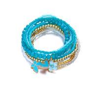 Kysin Chiys Cute Butterfly Heart Enamel Charm Pendant Bracelets Set Colorful Beaded Stackable Stretch Bracelets Bohemian Summer Jewelry Gifts for Women, adjustable, Stone, no gemstone