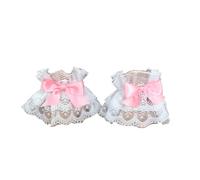 Kysin Chiys Cute Lolita Lace Hand Sleeve Wrist Cuffs Ruffled Floral Lace Elastic Bowknot Bracelet Wedding Cosplay Party Jewelry Accessories for Women Men, adjustable, Stone, no gemstone