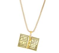 Kysin Chiys Holy Bible Book Pendant Necklace Retro Scripture Miniature Readable Bible Openable Prayer Verse Adjustable Chain Necklace for Religious Christian Jewelry Gifts for Men Women, Zinc, No