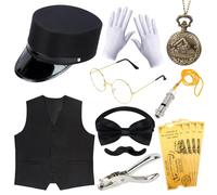 Kyson 21 Pcs Train Conductor Costume Christmas Express Costume Accessories Set for Men Women Halloween