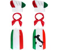 Kyson Italian Chef Costume-6Pcs Italian Flag Chef Bib Apron and Hat Bandanas for Man Women Pizza Themed Party Decoration (Set A)