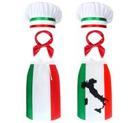 Kyson Italian Chef Costume-6Pcs Italian Flag Chef Bib Apron and Hat Bandanas for Man Women Pizza Themed Party Decoration (Set B)