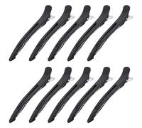 KYSUN 10 Pcs Hair Sectioning Clip, Non Slip No-Trace Duck Billed Hair Clips, Pro Hairdressing Clips Home Hair Cutting Clips Hair Styling Clips with Silicone Band, Alligator Clips Hair for Salon, Black