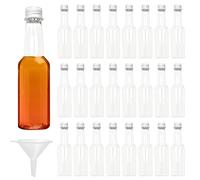 KYSUN 24 Pcs Mini Liquor Bottles, Plastic 100ml Empty Miniature Bottle with Screw Caps, Small Shot Bottles Wine Bottles with Funnels, Alcohol Bottles Sauce Bottles for Weddings Parties (Silver Cap)