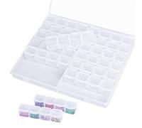 KYSUN Storage Box with Removable Compartments, Plastic Organiser Container with 56 Grids for Jewellery, Beads, Earrings and Tools, Mini Storage Boxes with Lid for Easy Sorting and Transport