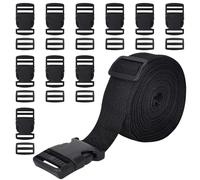 KYSUN Straps and Buckles Set: 5m *2.5 cm Webbing,10 Pack Side Release Buckle, 10 pcs Tri-Glide Sliders, Plastic Clip Quick Fastener Replacement Heavy Duty Dual Adjustable, for DIY Crafting