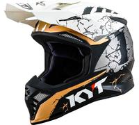 KYT Skyhawk Jarvis Signature Edition Motocross Helmet, black-white-gold, size S for Men