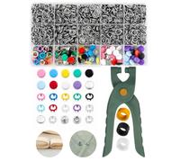 Kyteazr 250 Sets Popper Fasteners Kit, 9.5mm Metal Snap Buttons with Fastener Plier Tool Kit, 10 Colour Press Studs for Baby Clothes, Bedding and DIY Sewing Projects