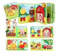Kyteazr Busy Board Montessori Toys for 1+ Year Old, 25 in 1 Farm Busy Book Baby Travel Toys on Plane, Birthday Gifts for Boys and Girls, Toddler Sensory Board for Fine Motor Skills