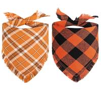 Kytely Fall Dog Bandana Autumn Thanksgiving Dog Bandanas Large, Orange Plaid Pet Scarf for Boy and Girl, Holiday Halloween Reversible Triangle Bibs Accessories for Dogs Pets
