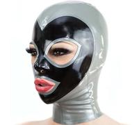 KYTFLCG Latex Hood Heart Style Unisex Rubber Cover Face Masks Exposed Eyes and Mouth for Party Cosplay Masquerade(Size:XL)