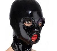 KYTFLCG Latex Hood Mask Eyes Edge Unisex With Roll Edge and Rear Zipper Handmade Halloween Exotic Cosplay Party(Size:S)
