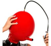KYTFLCG Latex Hood Red Inflatable Hat Rubber Mask Adult with Back Zipper for Men and Women Sexy Halloween Masquerade(Size:M)